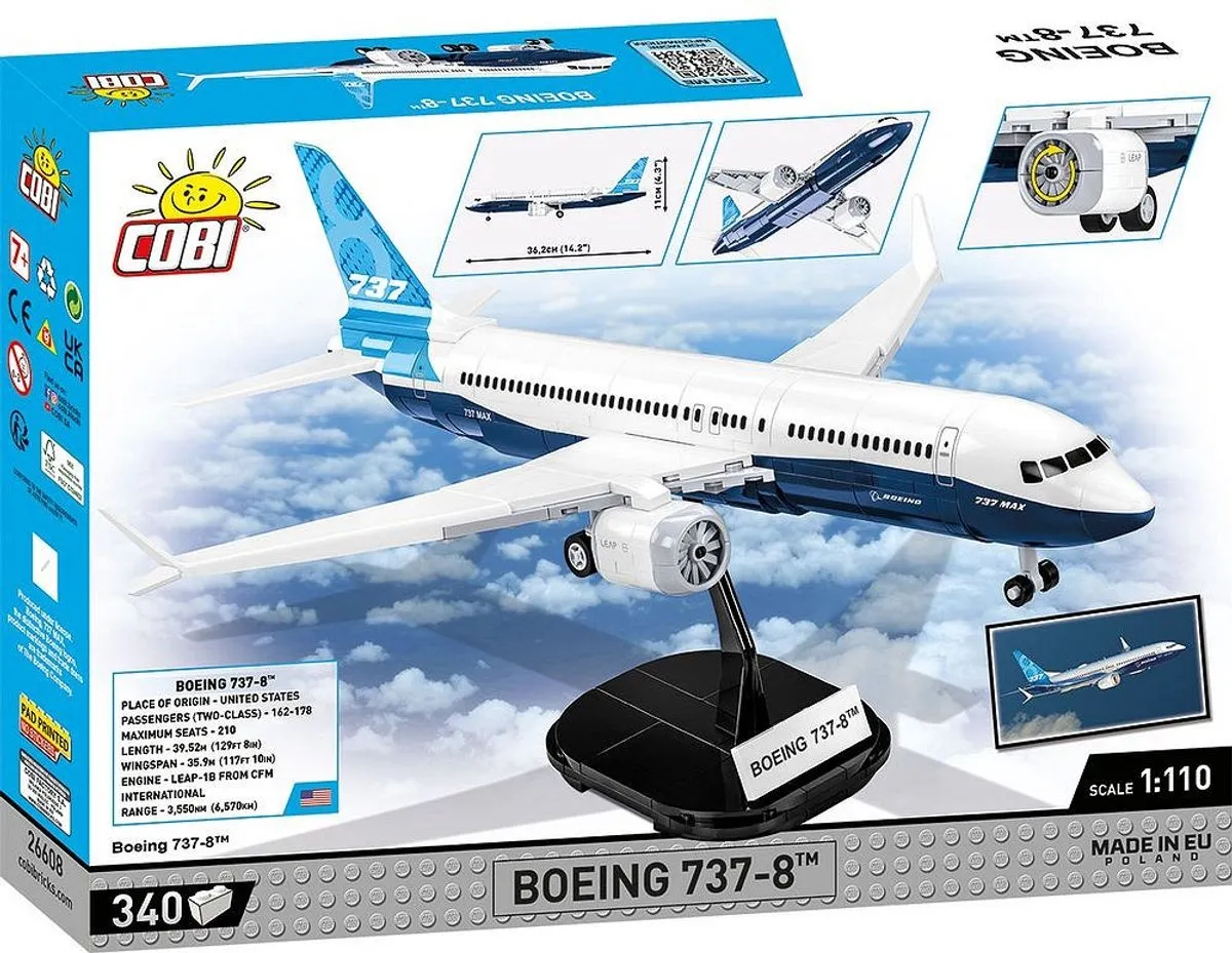 Cobi Boeing 737-8 Bouwpakket - 340 Stukken - Meerkleurig