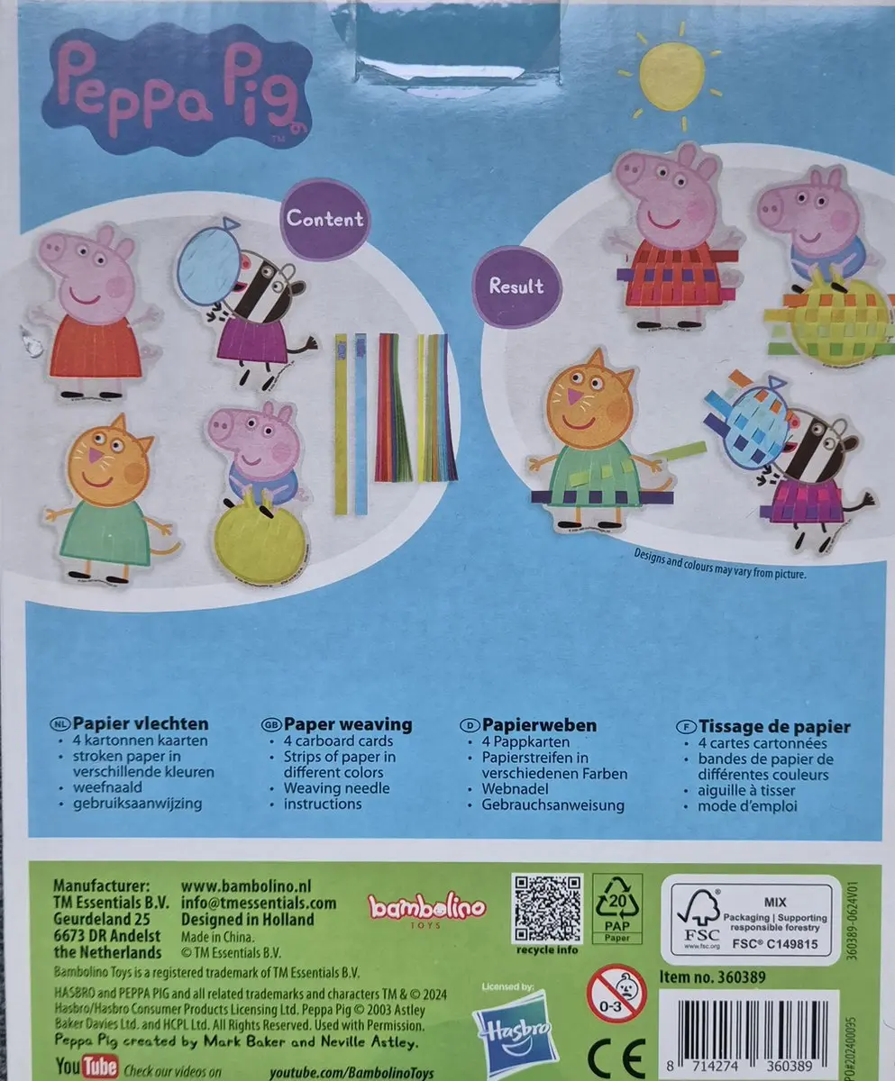 Peppa Pig Papiervlechten Knutselset - 4 Stuks