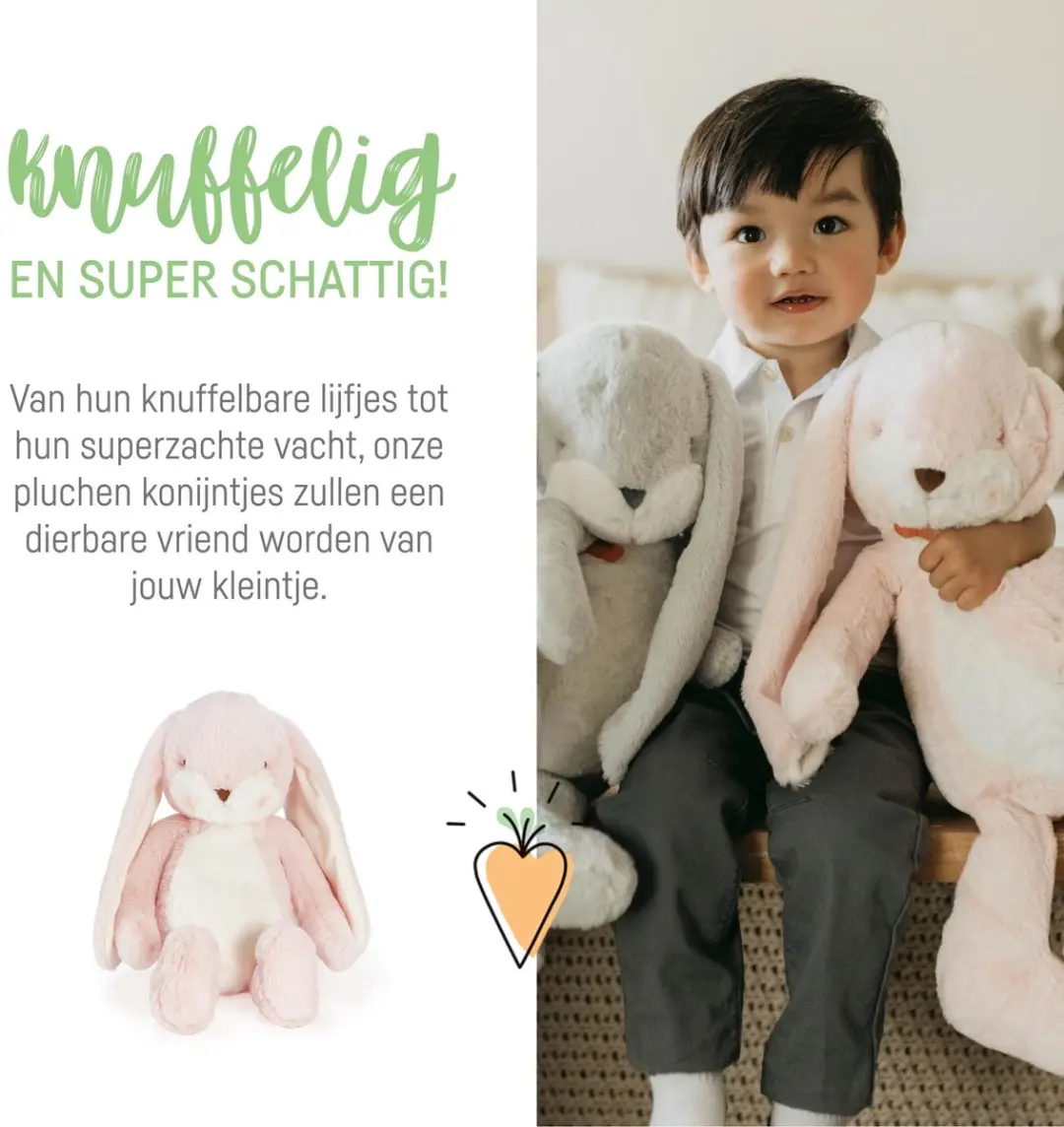 Bunnies By The Bay Floppy Nibble Knuffel - Roze 44cm
