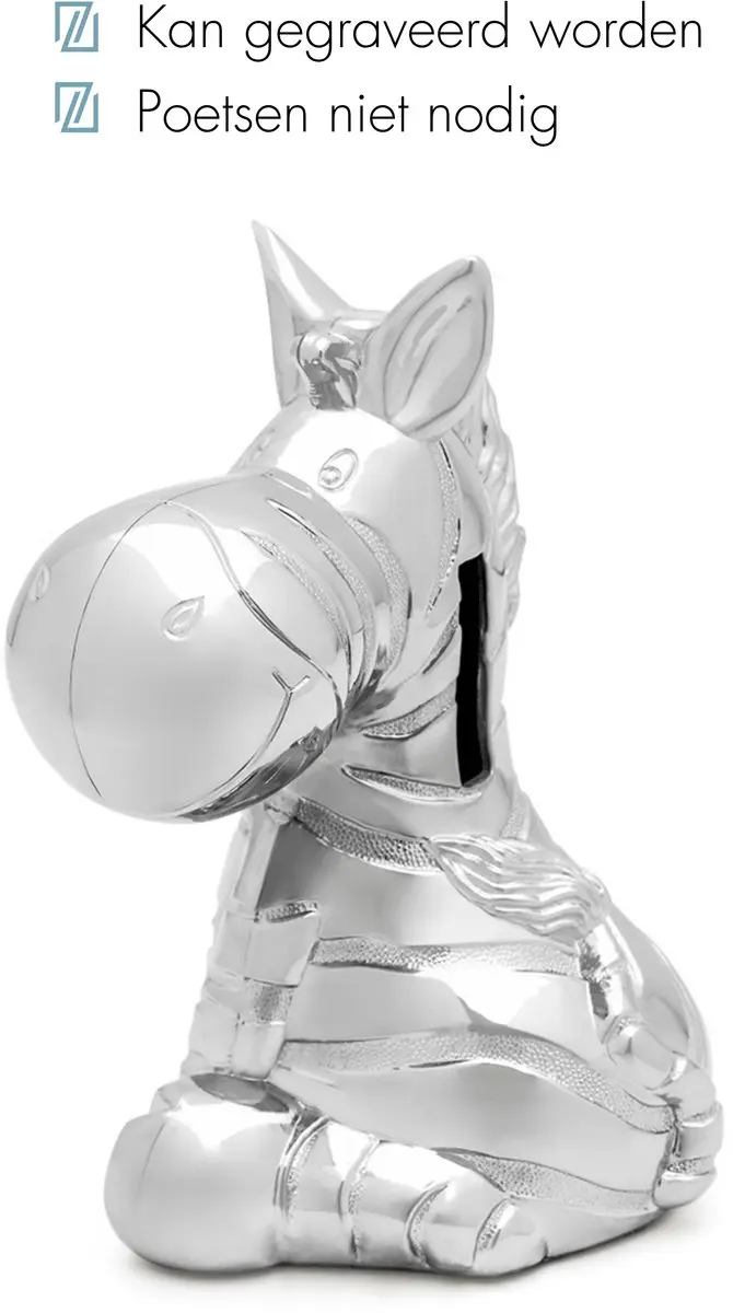 Zilverstad Spaarpot Zebra - Zilver
