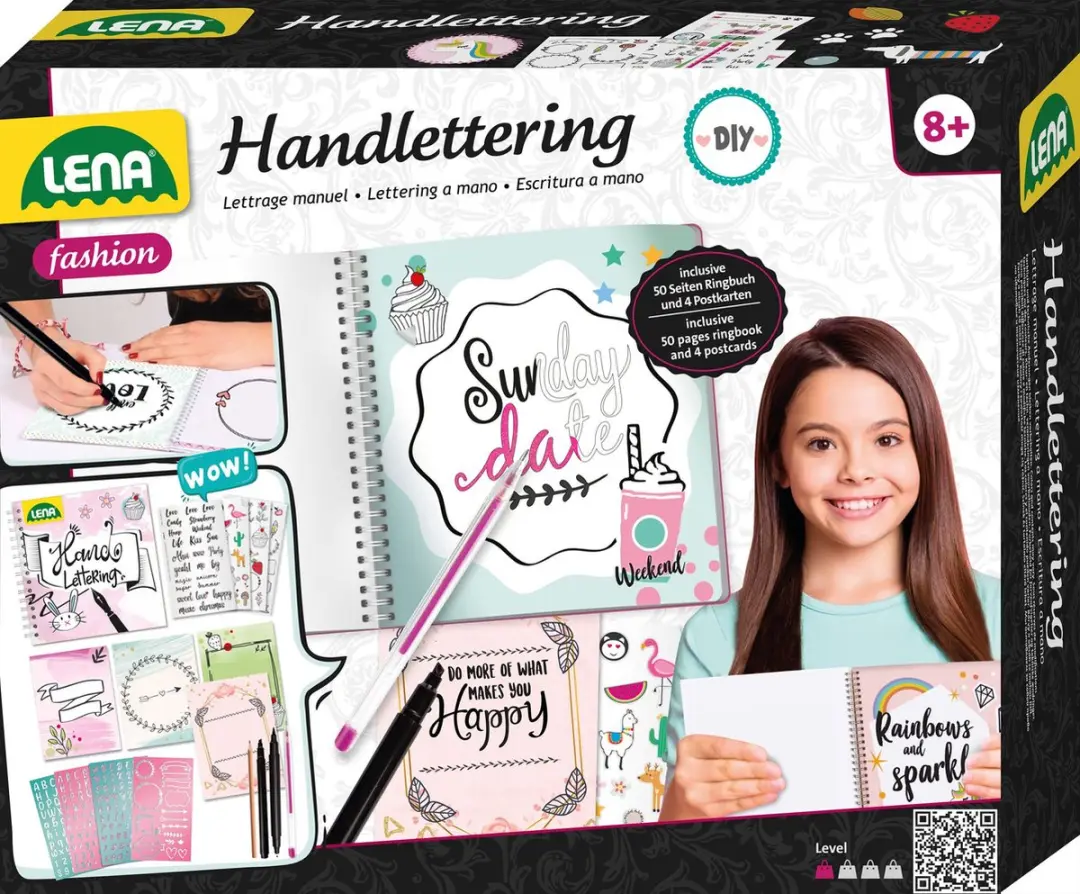 Lena Handlettering Set - Bont - 2 Pennen & Sjablonen
