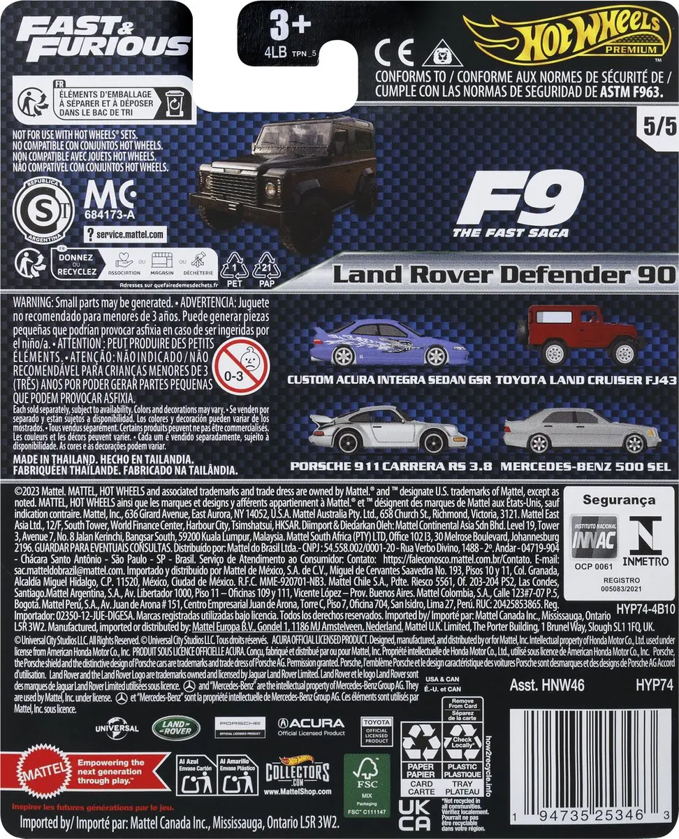 Hot Wheels Fast & Furious Land Rover Defender 90 - Zwart