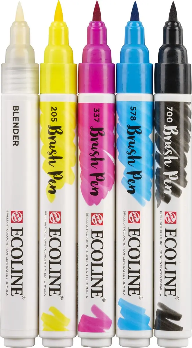 Ecoline Brush Pen Set - 5 Stuks Assorti