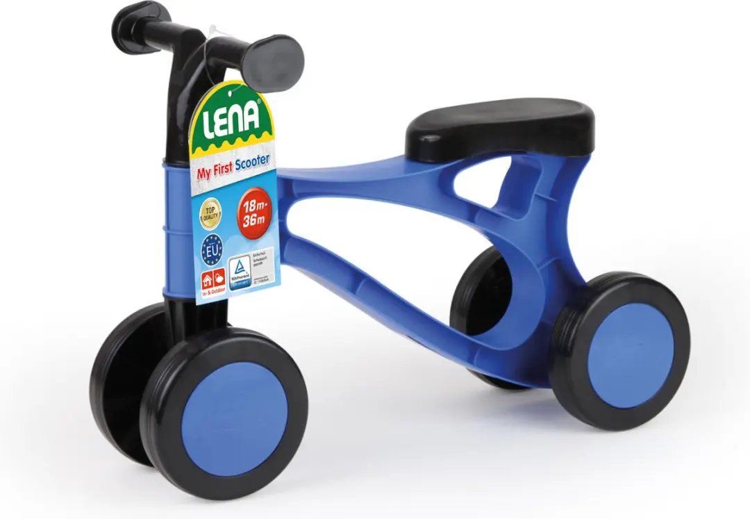 Lena Loopfiets SM07168 - 4 Wielen 13cm - Blauw/Zwart