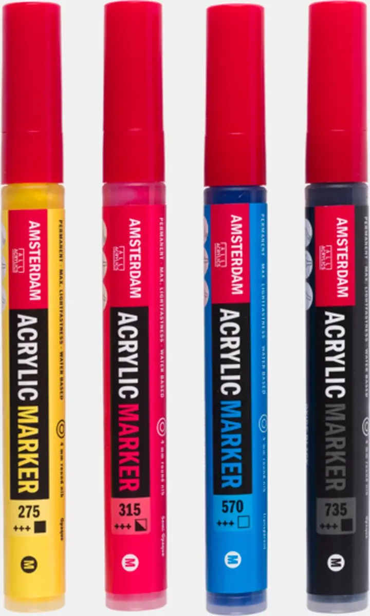 Amsterdam Acrylmarker Introset - 4 Kleuren Assorti