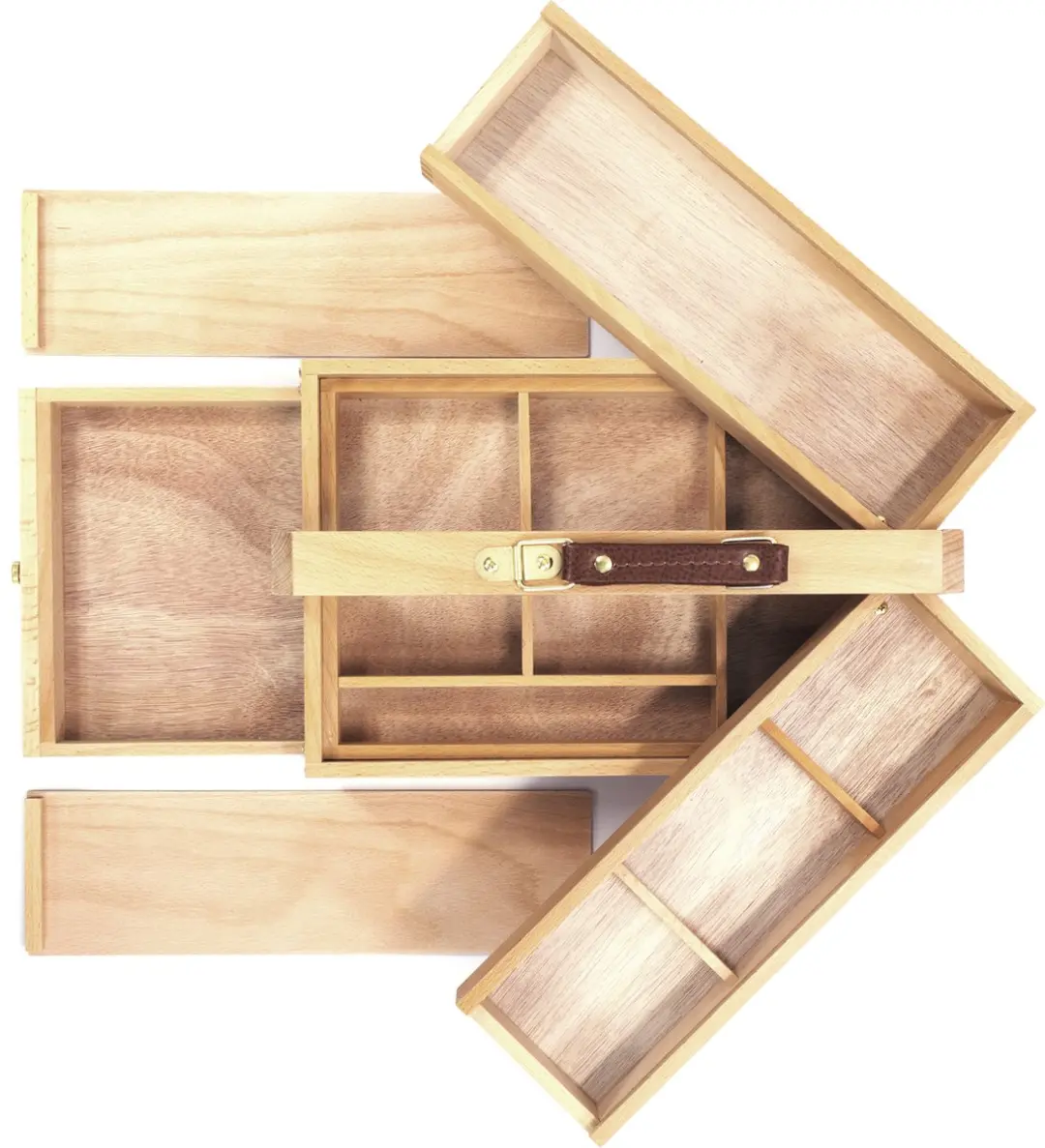 Kangaro Schilderskist K-830051 - Beukenhout - 3 Lagen, 4 Laden - 23.5x13x34cm