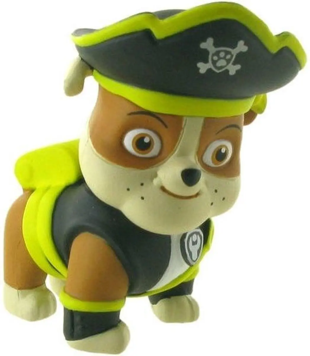 PAW Patrol Pirate Pups Rubble Taarttopper 6cm - Bruin/Zwart/Goud