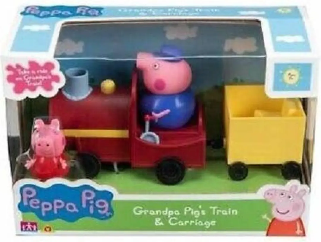 Peppa Pig Opa's Trein en Wagon met Figuur - Roze