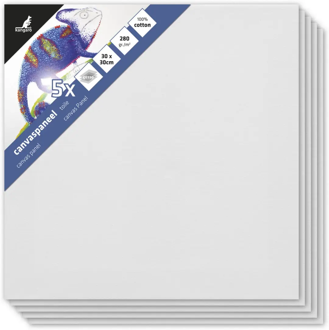 Kangaro Canvaspaneel 30x30cm - 5 Stuks Wit