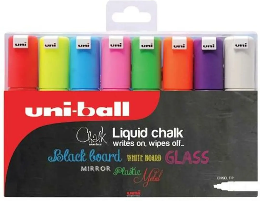 uni-ball Krijtmarker Set 8mm - 8 Stuks Multicolor