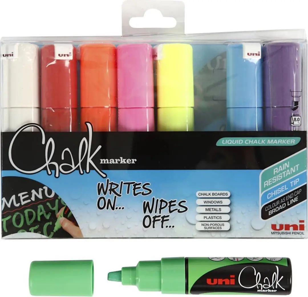 uni-ball Krijtmarker Set 8mm - 8 Stuks Multicolor
