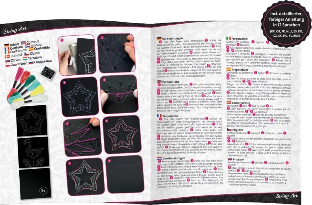 Lena String Art Flamingo & Star - Zwart