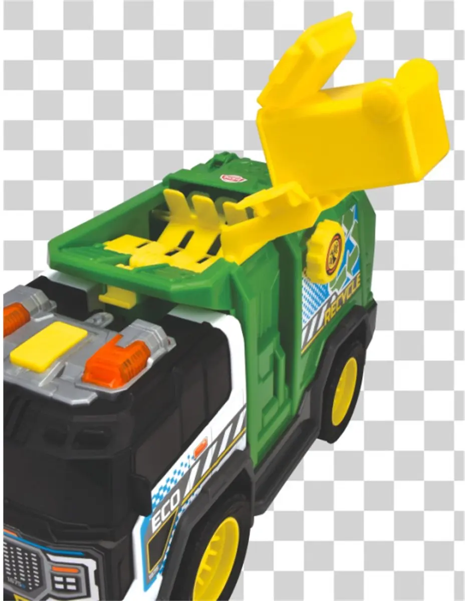 Dickie Toys Vuilniskar Vrachtwagen 203306021 - Groen/Geel/Zwart