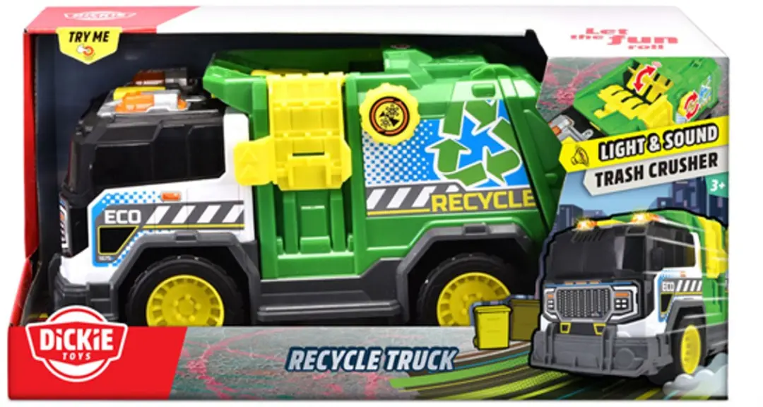 Dickie Toys Vuilniskar Vrachtwagen 203306021 - Groen/Geel/Zwart - afbeelding 6 van 6