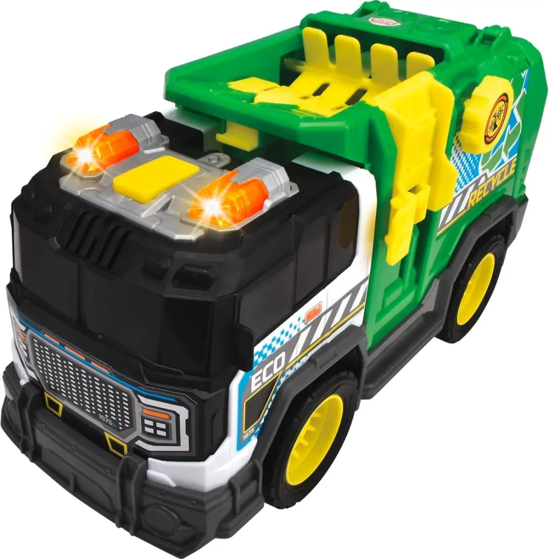 Dickie Toys Vuilniskar Vrachtwagen 203306021 - Groen/Geel/Zwart