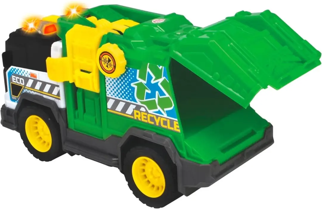 Dickie Toys Vuilniskar Vrachtwagen 203306021 - Groen/Geel/Zwart