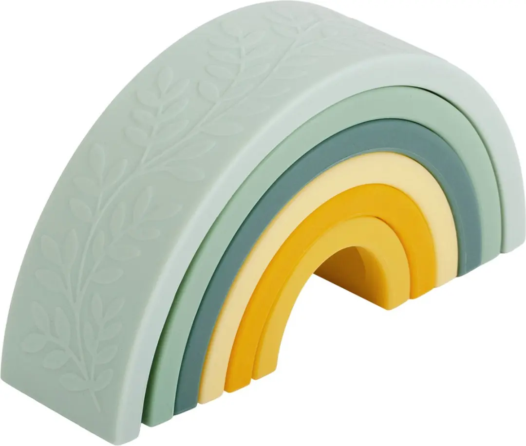 A Little Lovely Company Siliconen Regenboog Stapelspeelgoed - 6 Stuks - Sage