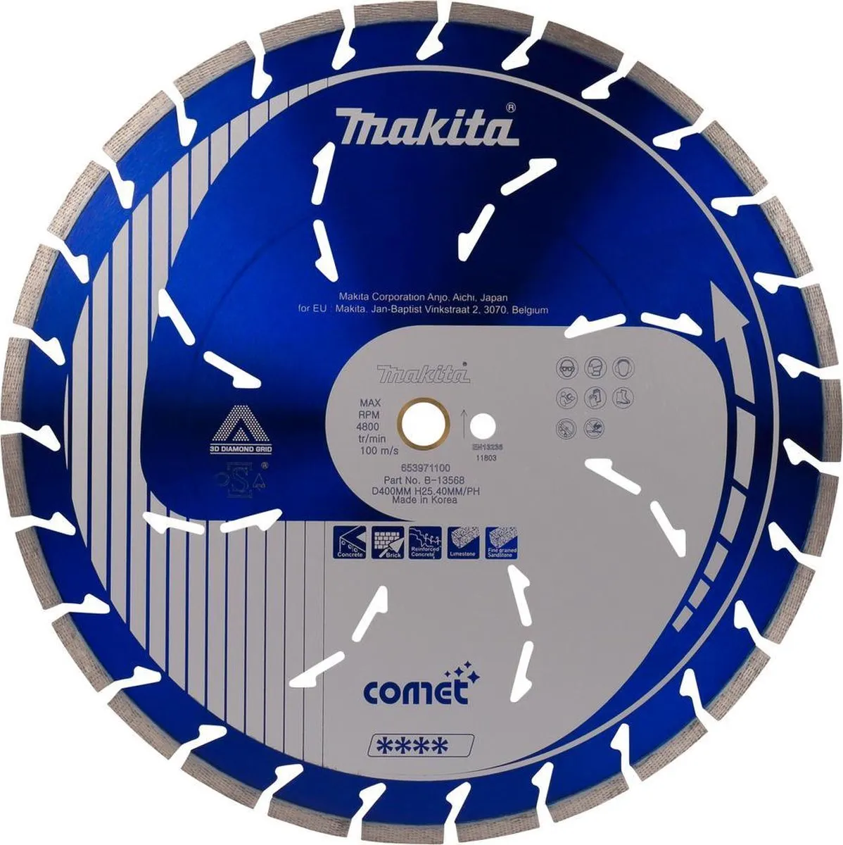 Makita Diamantschijf B-13568 400x25,4x3,2mm - Metaal - Blauw - afbeelding 4 van 6