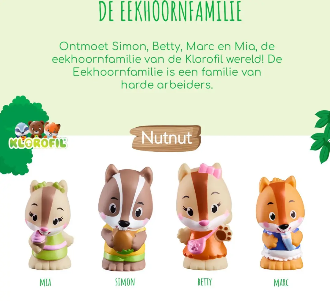 Klorofil Nutnut Speelset - Familie Eekhoorn - 4 Poppetjes