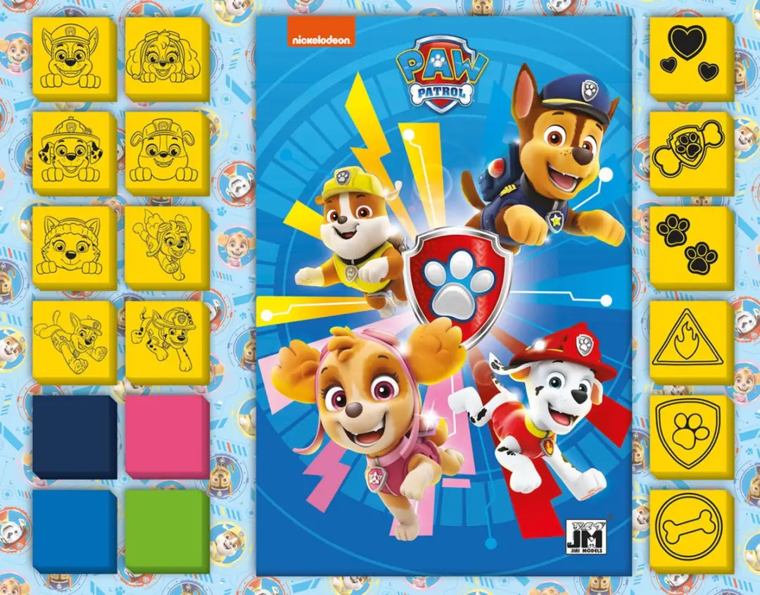 PAW Patrol Stempelset - 14 Stempels met 4 Kleurblokken