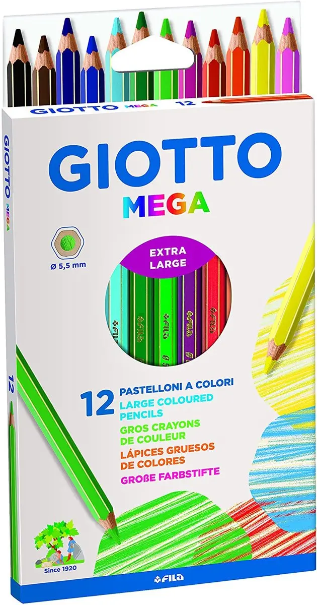 Fila Giotto Mega Potloden - 12 Stuks - Meerkleurig