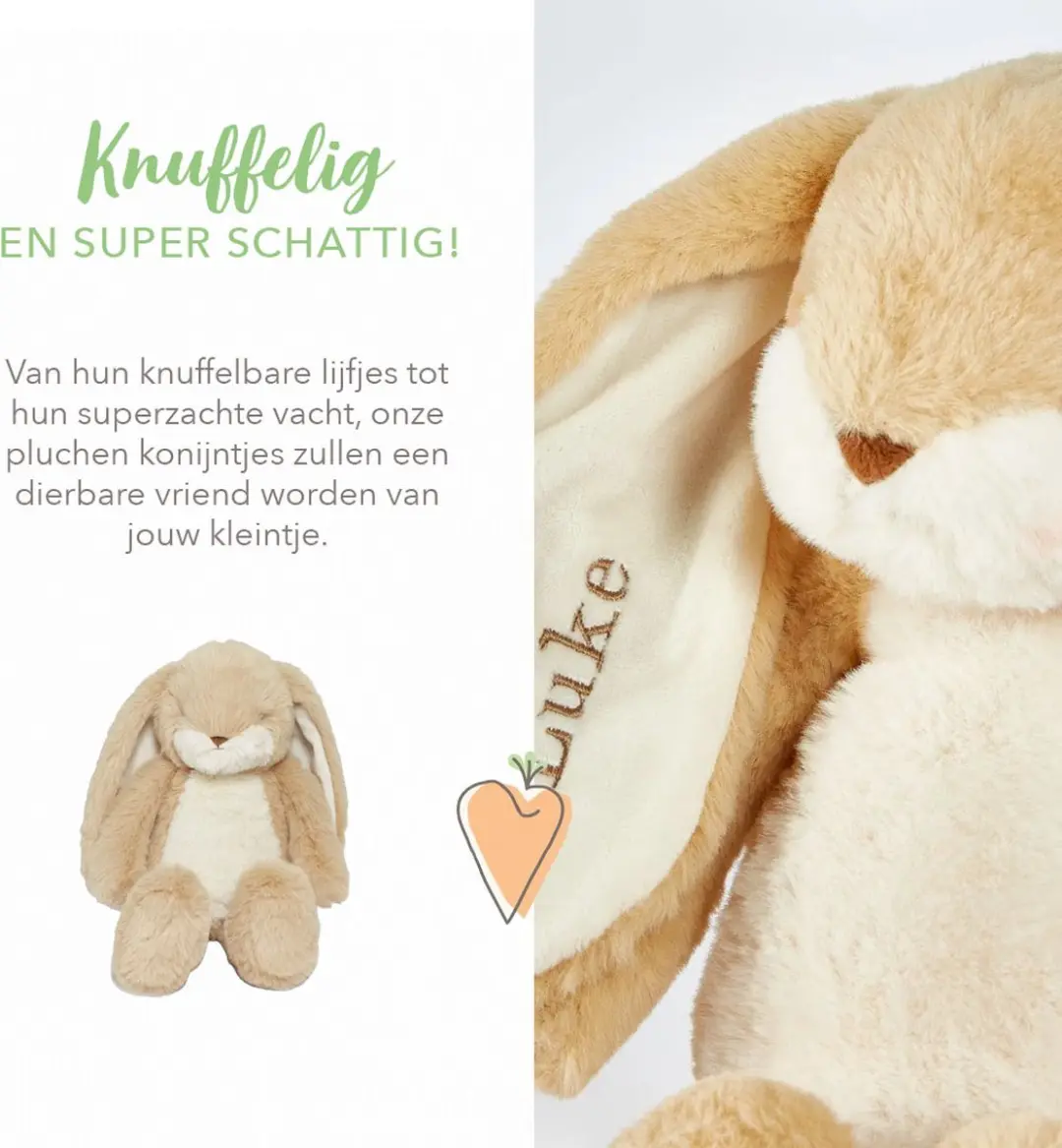 Bunnies By The Bay Floppy Nibble Knuffel - Amandel - 34 cm