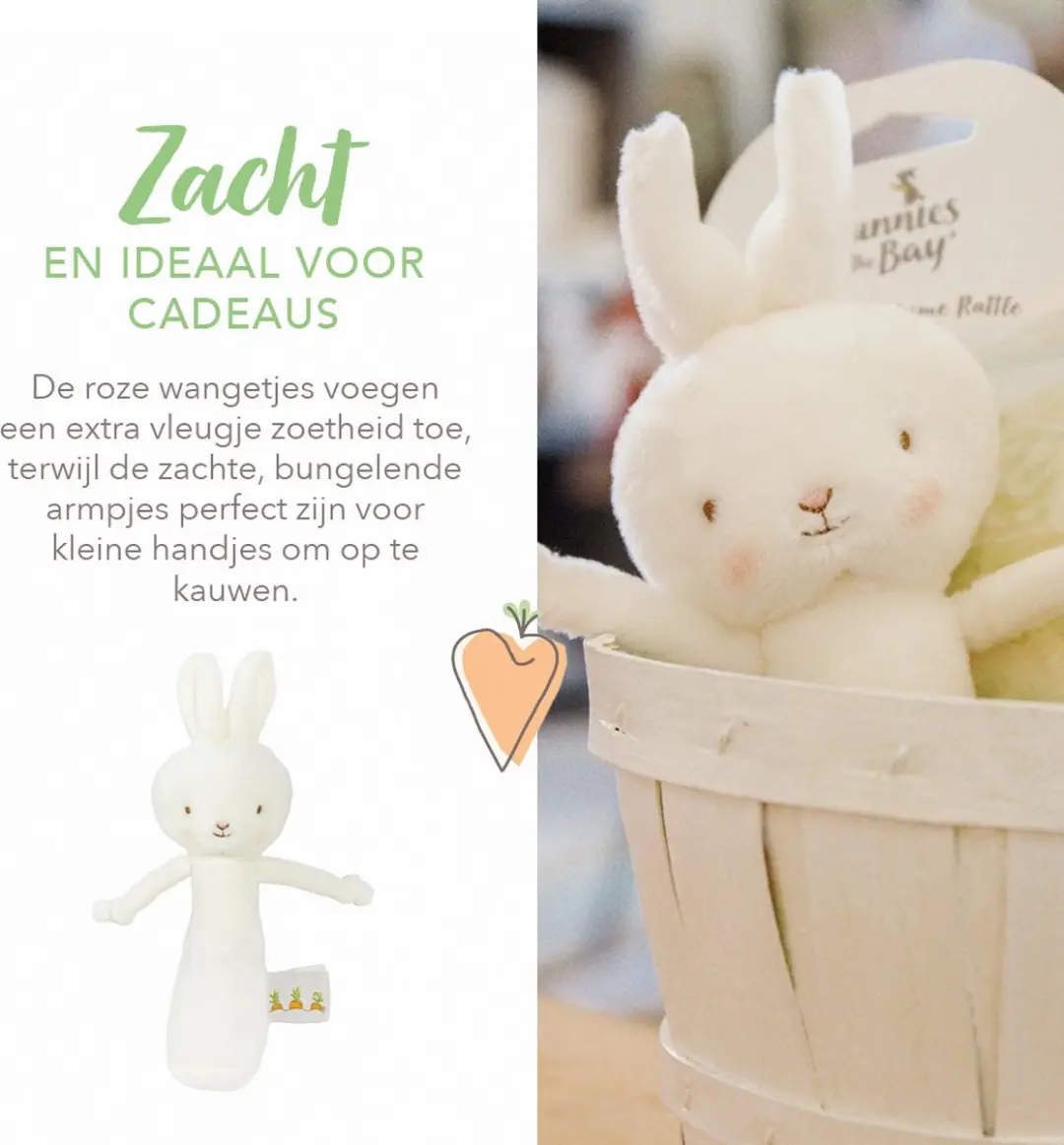 Bunnies By The Bay Konijn Rammelaar - 15cm - Wit