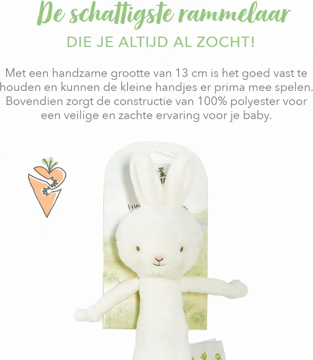 Bunnies By The Bay Konijn Rammelaar - 15cm - Wit