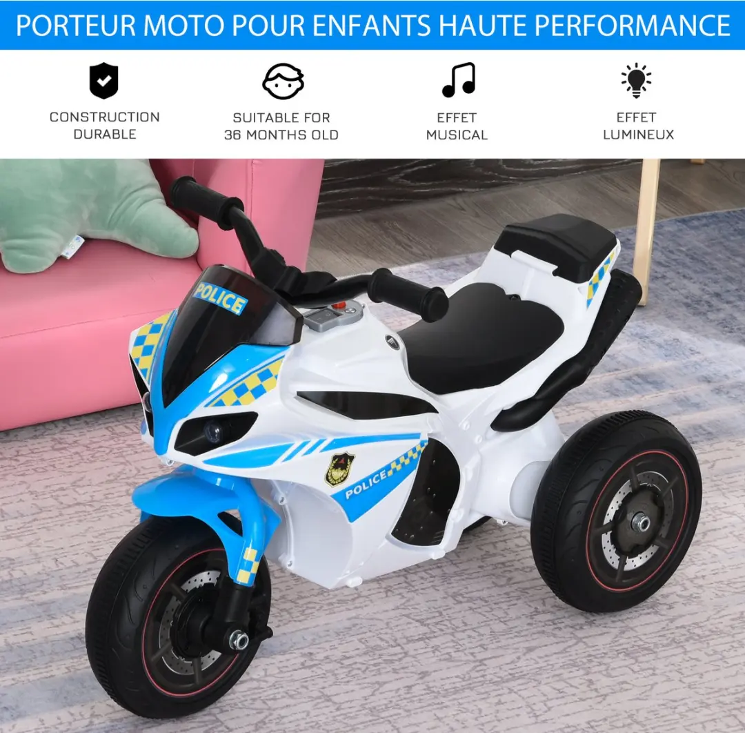 Homcom Kinderglijwagen PP Metaal 74x39x48cm - Blauw/Wit