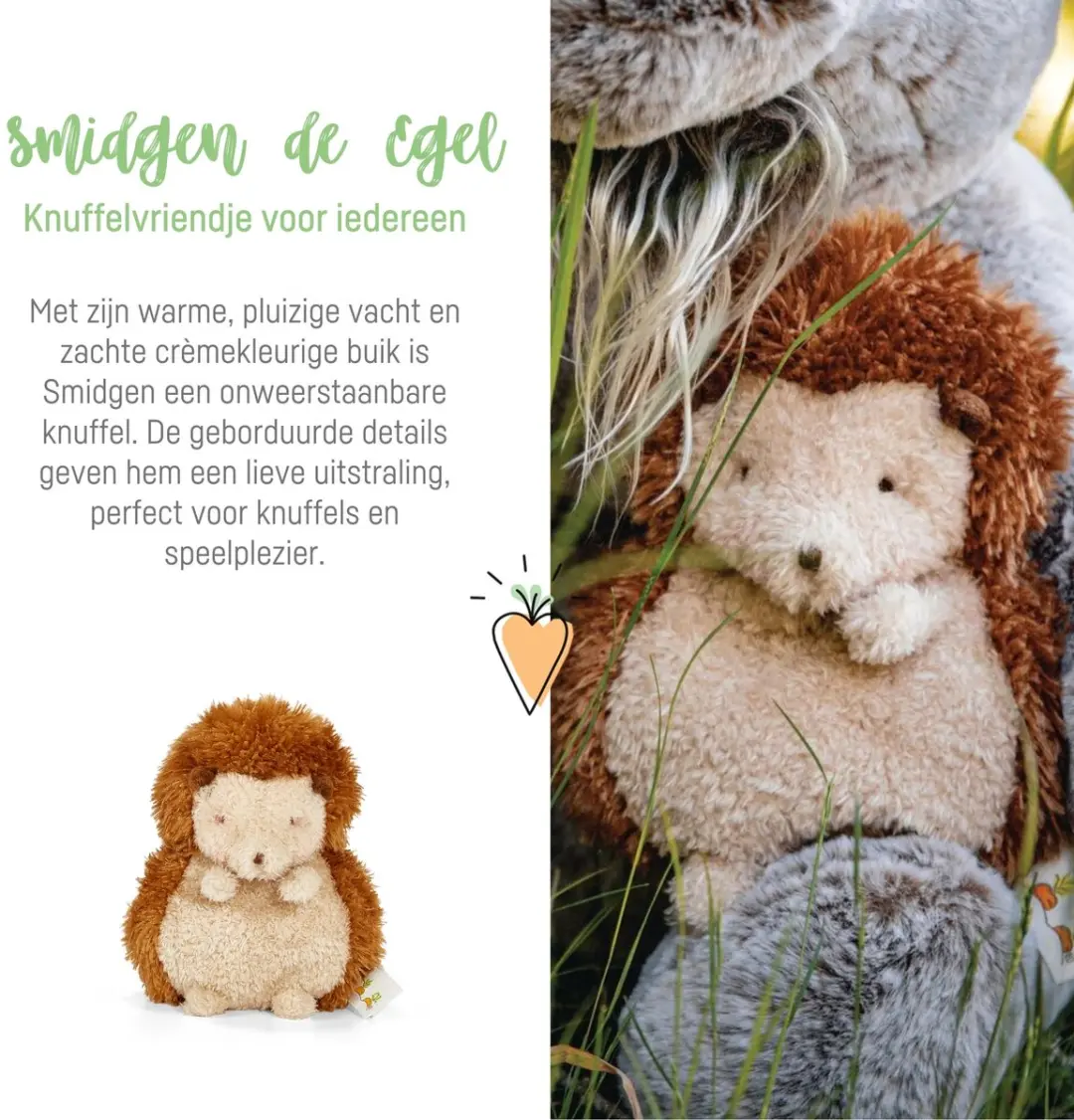 Bunnies By The Bay Smidgen de Egel Knuffel 20cm - Bruin