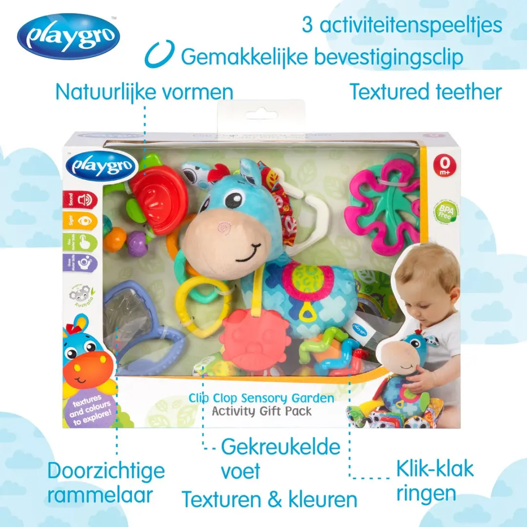 Playgro Geschenkset Clip Clop Paard - 3 Bijtpseeltjes - 3 Ringen - Multi - afbeelding 6 van 6