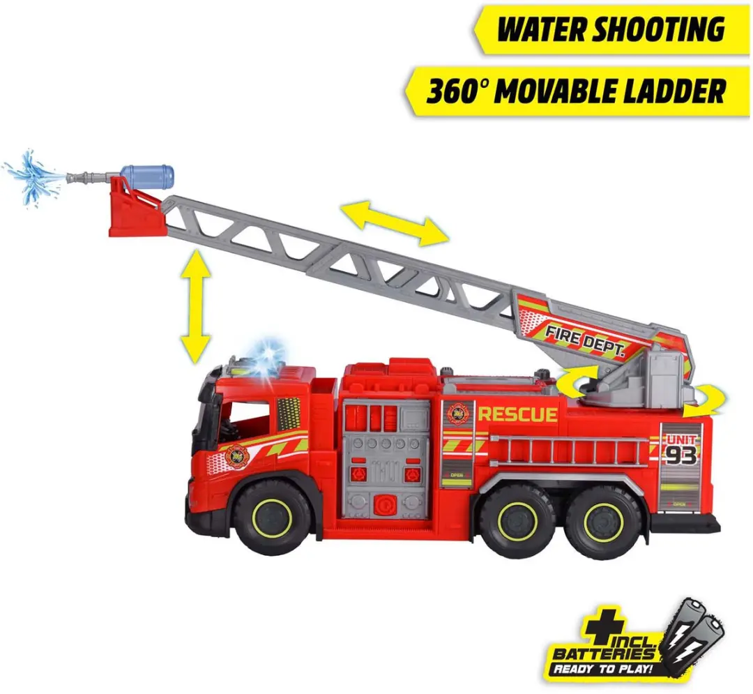 Dickie Toys Volvo FMX Brandweerwagen Licht & Geluid 203719031 - Rood/Zwart/Grijs