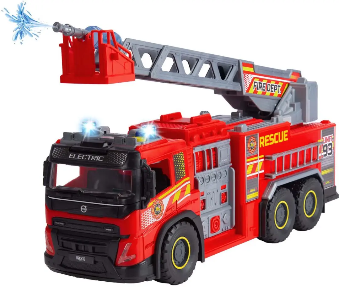 Dickie Toys Volvo FMX Brandweerwagen Licht & Geluid 203719031 - Rood/Zwart/Grijs