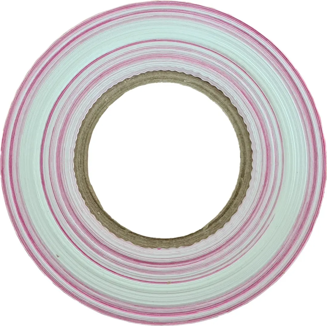Kortpack Afzetlint 75mm x 250m - Roze/Wit - 60my - Waarschuwingslint