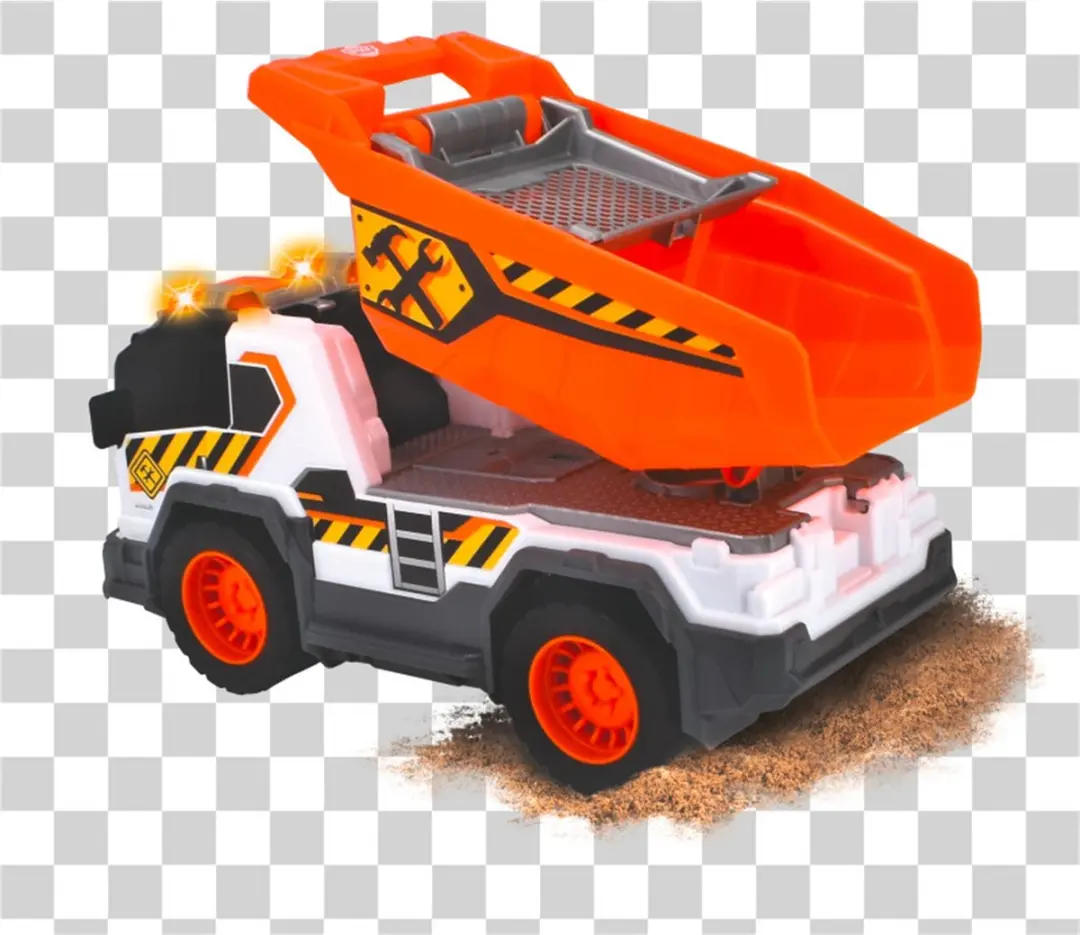 Dickie Toys Kiepwagen Licht & Geluid 203306025 - Oranje/Zwart/Wit - afbeelding 6 van 6