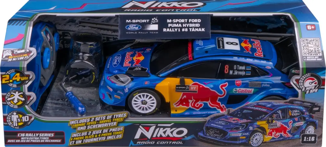 NIKKO Puma#8 Tanak M-Sport Rallyauto 1:16 - Blauw/Paars