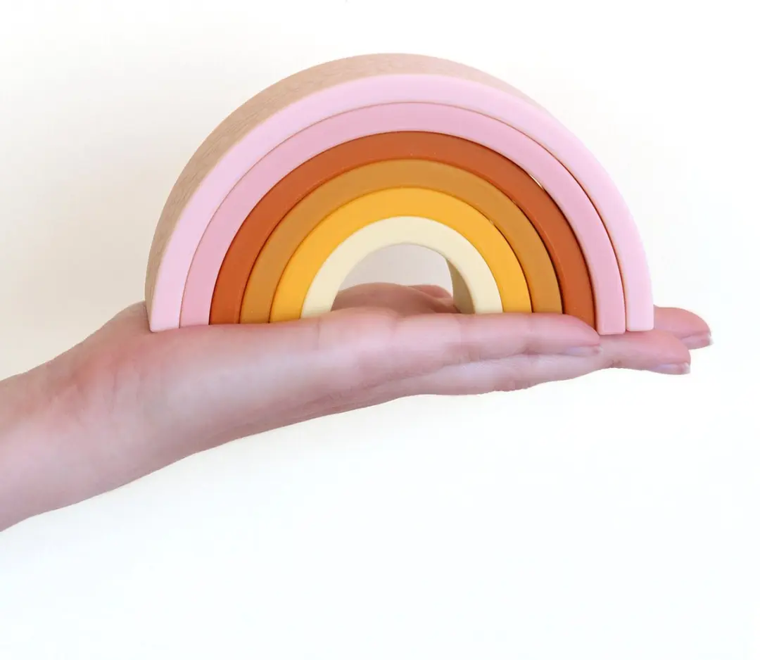 A Little Lovely Company Siliconen Regenboog Stapelspeelgoed - 6 Stuks - Multicolor