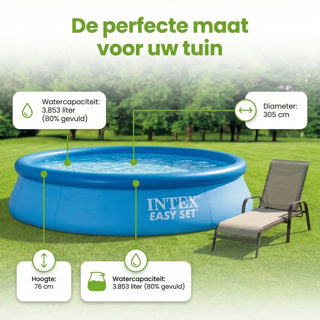 Intex Easy Set Zwembad 305x76cm - 3853L - Blauw - 3-delig