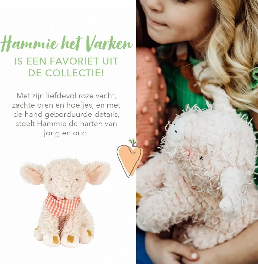 Bunnies By The Bay Hammie Knuffel - 33cm Roze