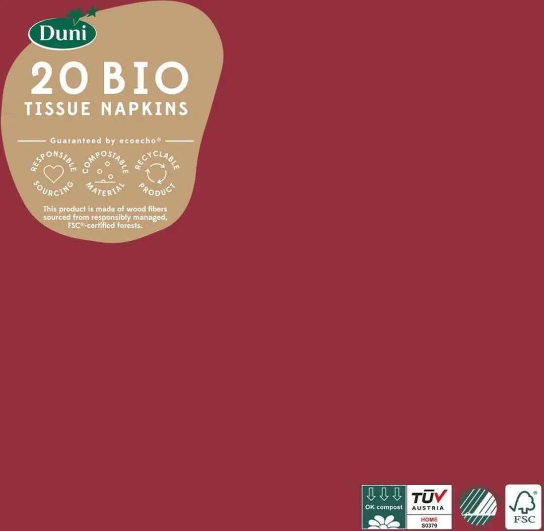 Duni Bordeaux Red Servetten 3-laags 33x33cm