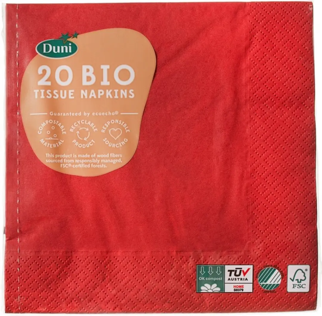 Duni Bordeaux Red Servetten 3-laags 33x33cm