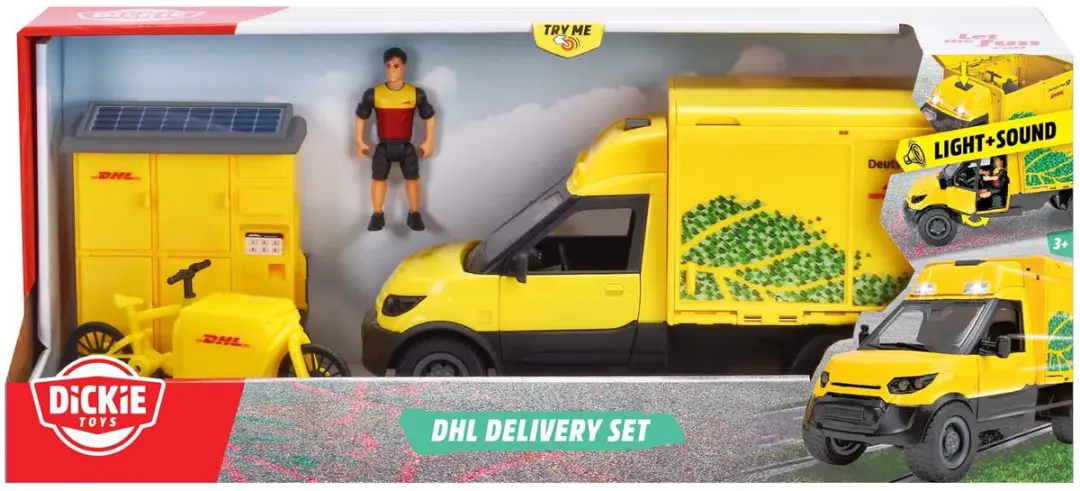 Dickie Toys Bestelwagen DHL Postfiets 203747020 - Geel/Zwart/Groen