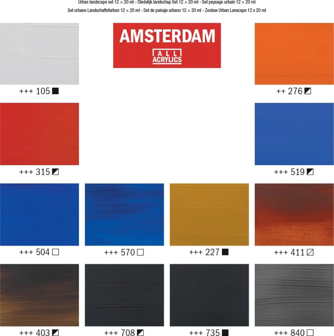 Amsterdam Standard Series Acrylverf Urban Landschapset - 12 Kleuren 20ml