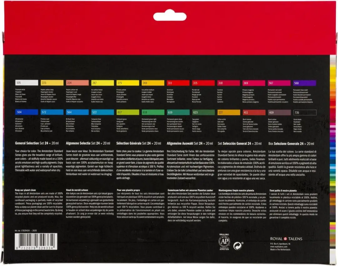 Amsterdam Standard Series Acrylverf Set - 24 Kleuren 20ml