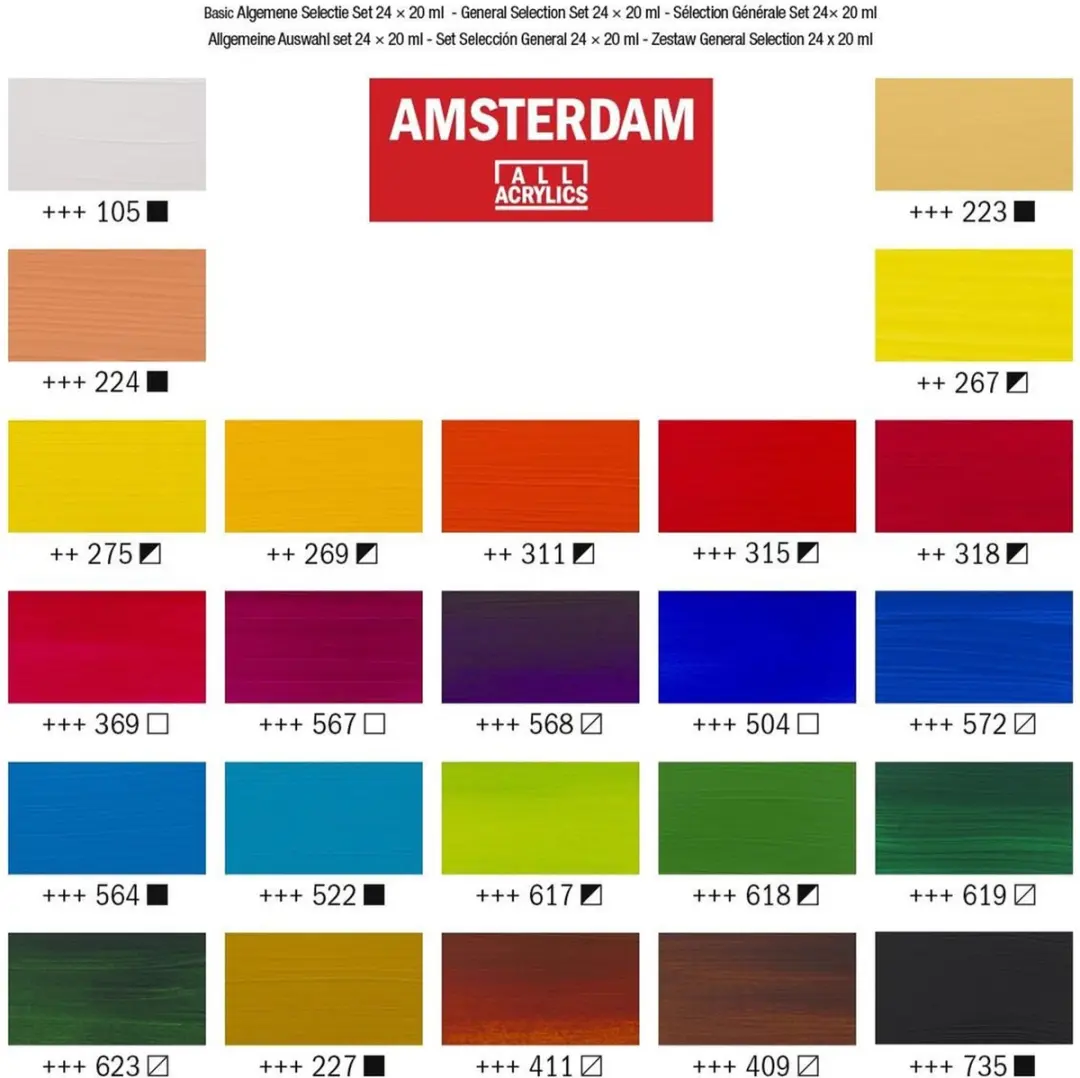 Amsterdam Standard Series Acrylverf Set - 24 Kleuren 20ml