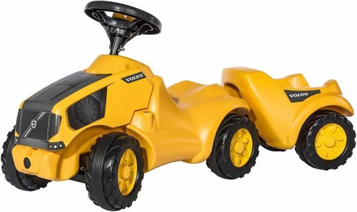 Rolly Toys RollyMinitrac Volvo Looptractor met Aanhangwagen - Geel