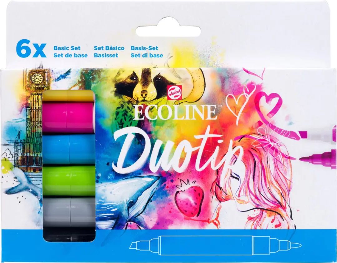 Ecoline Duotip Marker Set 6 Kleuren