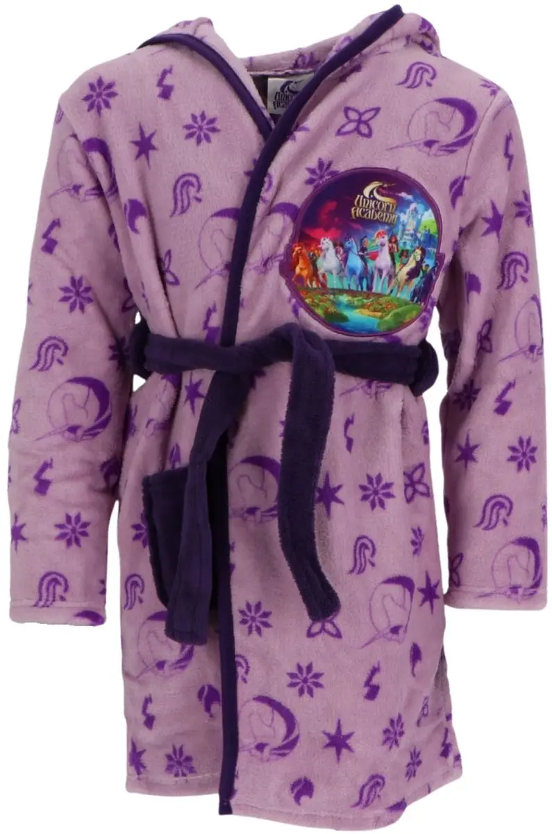 Unicorn Purple Academy Kinderbadjas 98-104cm - Roze