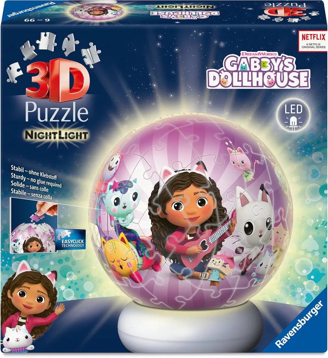 Ravensburger Gabby’s Dollhouse 3D Puzzle-Ball Nachtlicht 73 Stukjes