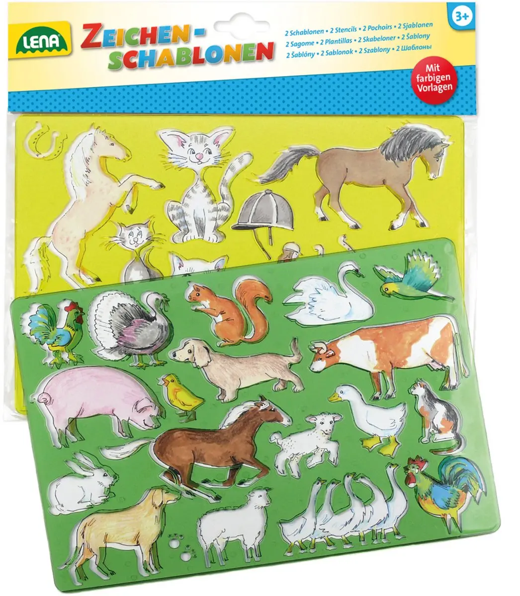 Lena Tekensjablonen Paarden & Katten - 2 Stuks